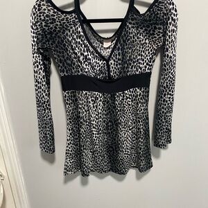Body Central Black and White Animal Print Blouse